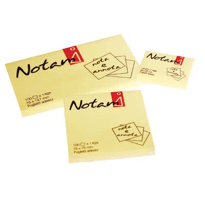 Foglietti adesivi Notami gr.75 fg 100 mm.75x75 giallo