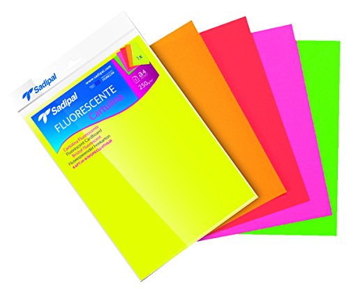 Conf.5 cartoncino fluo gr.250 cm.21x29,7 colori assortiti