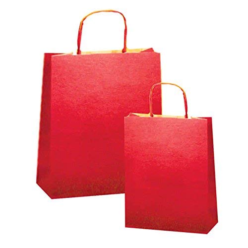 Shopper tinta unita su kraft avana cm.16x8x21 colore rosso