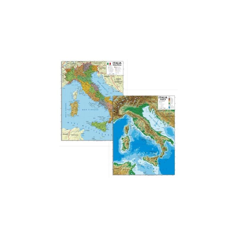 Carta murale fisico/politica bifacciale in pl 100x140 italia