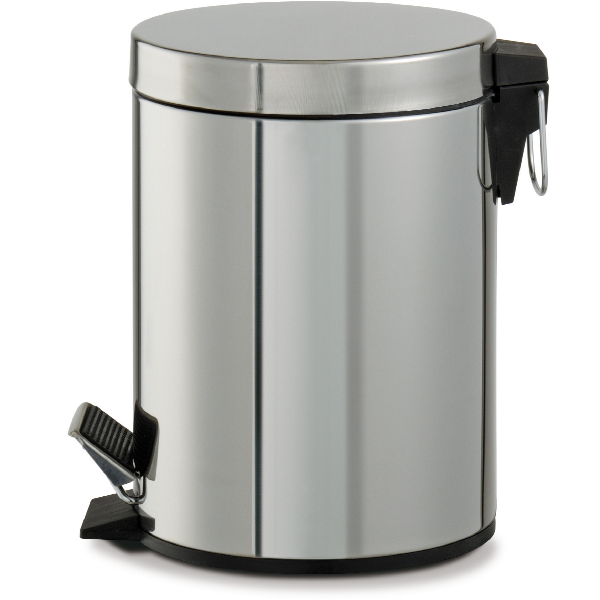 Bidone con pedale e vaschetta lt.5 col. inox