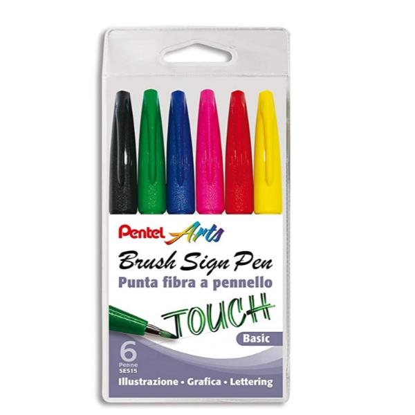 Astuccio sign Pen brush col.base pz.6