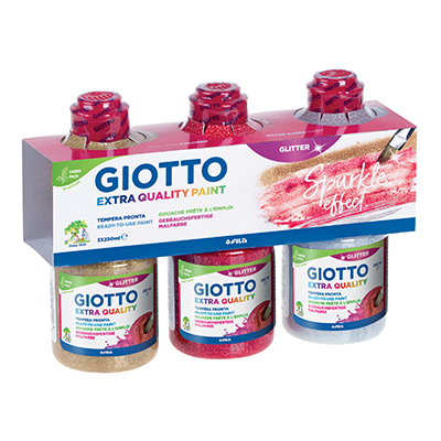 Tempera Giotto extra quality paint glitter 3x250 ml.