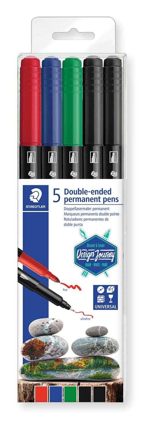 Pennarelli Staedtler twin-tip permanent 5 colori assortiti