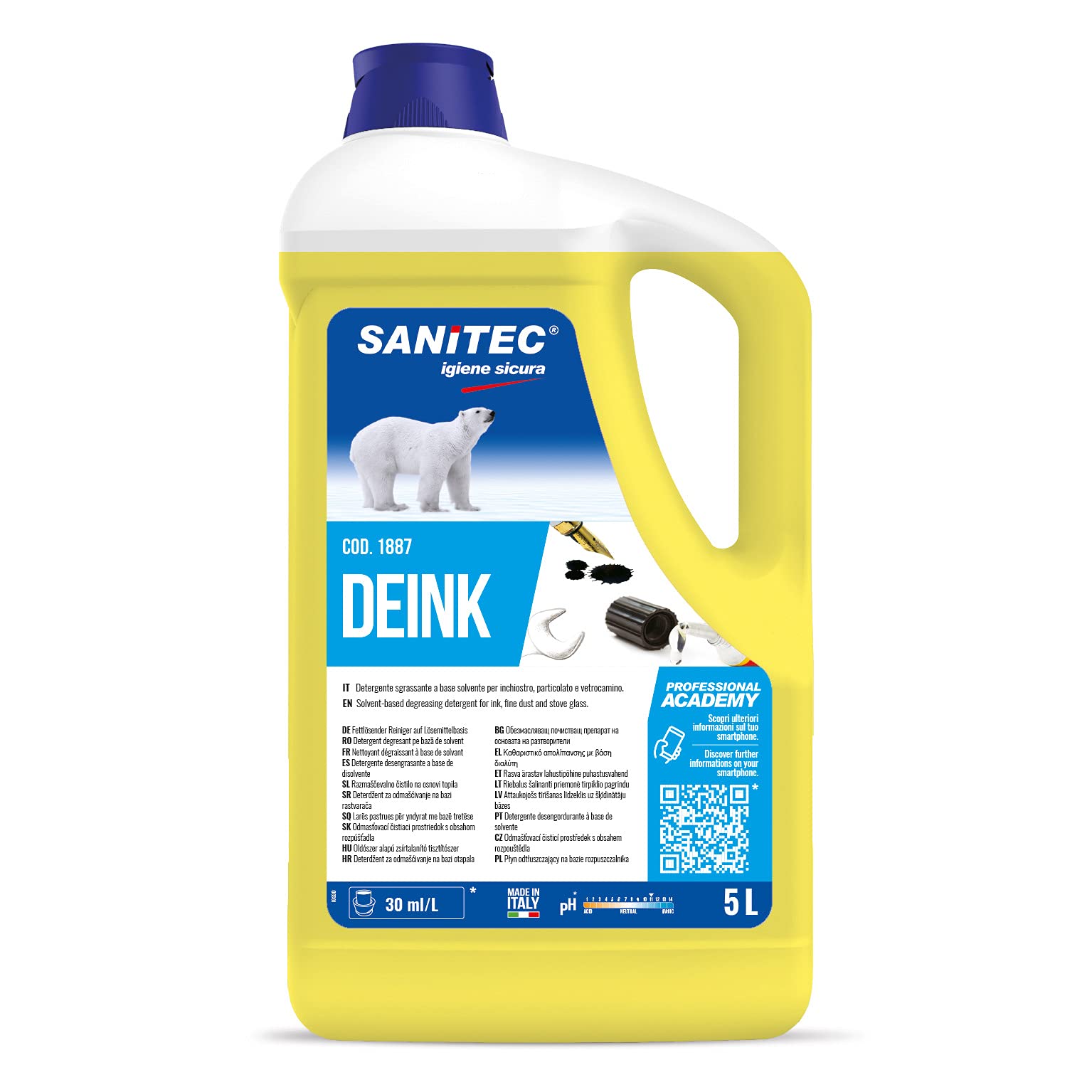 Detersolvente sgrassante Sanitec deink 5 litri