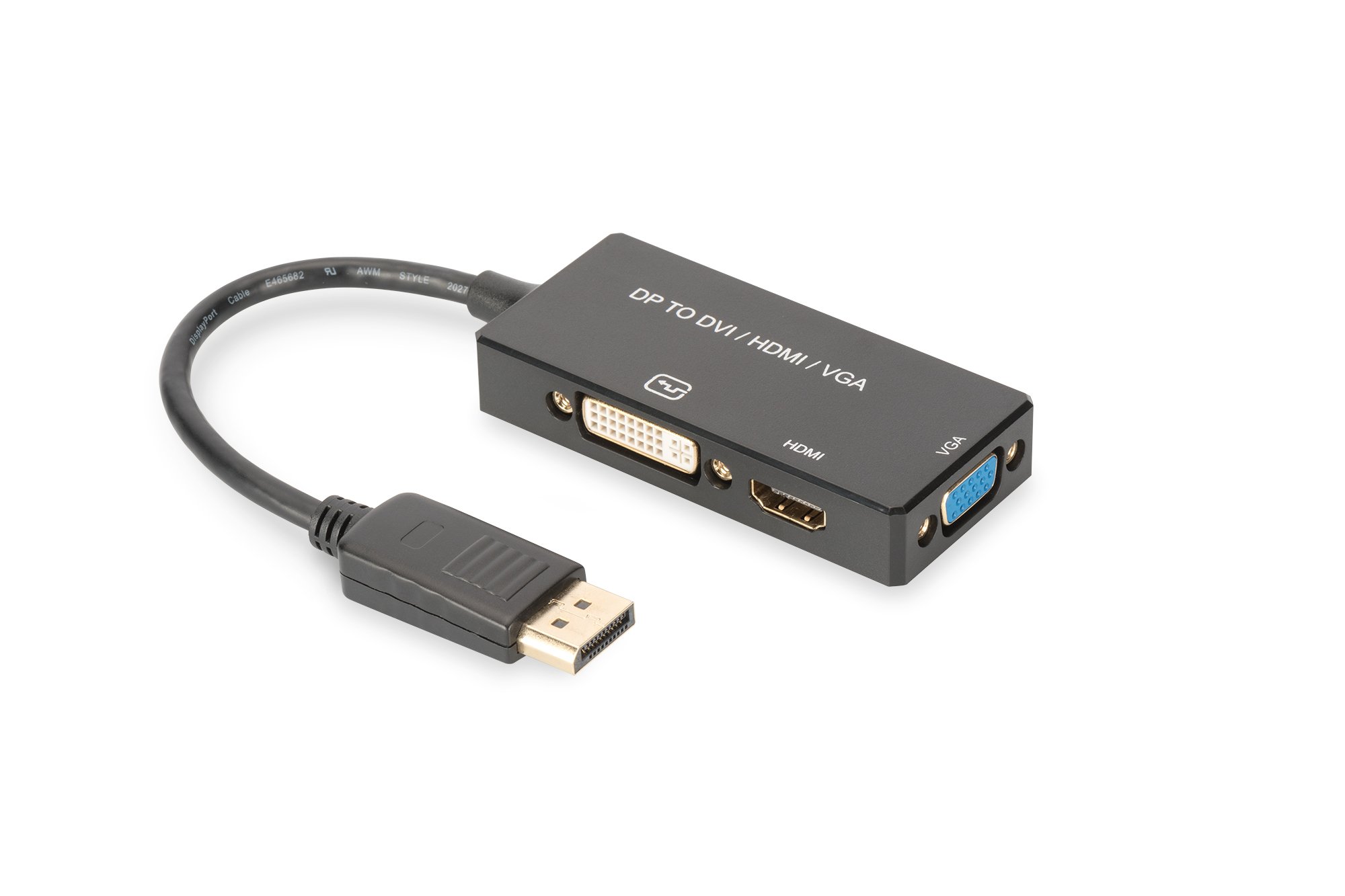 Adattatore video 3 in 1 connet. displayport maschio - hdmi + dvi + vga