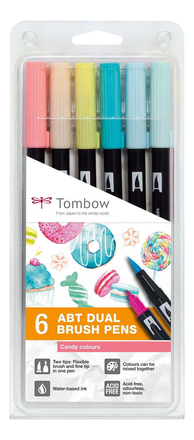 Set 6 penna Tombow dual brush colori Candy