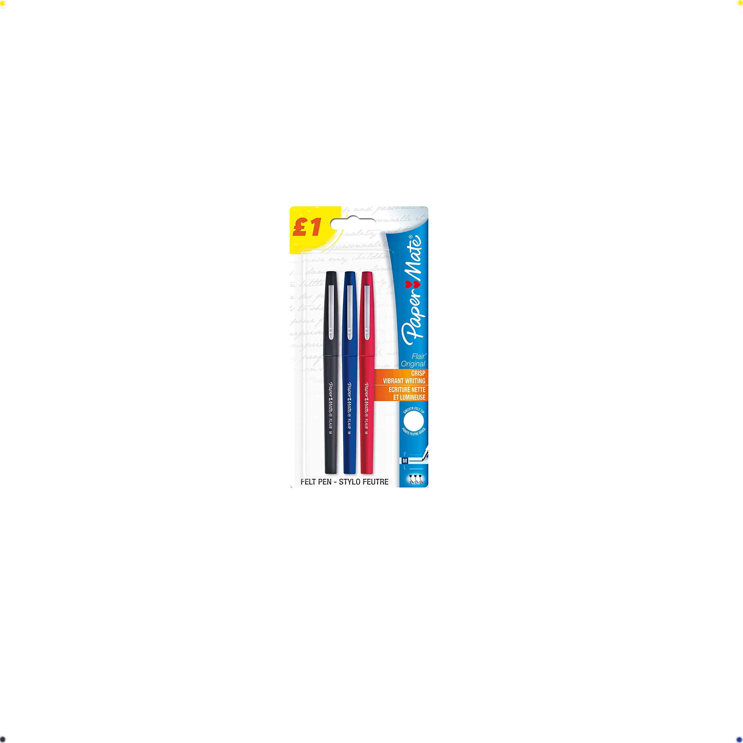 Bl.3 penne con punta in fibra flair nero - blu - rosso