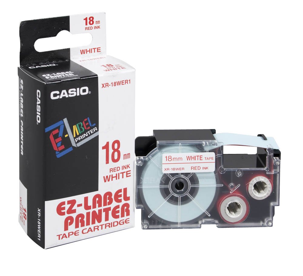 Nastro Casio label printer mm.18 rosso/bianco