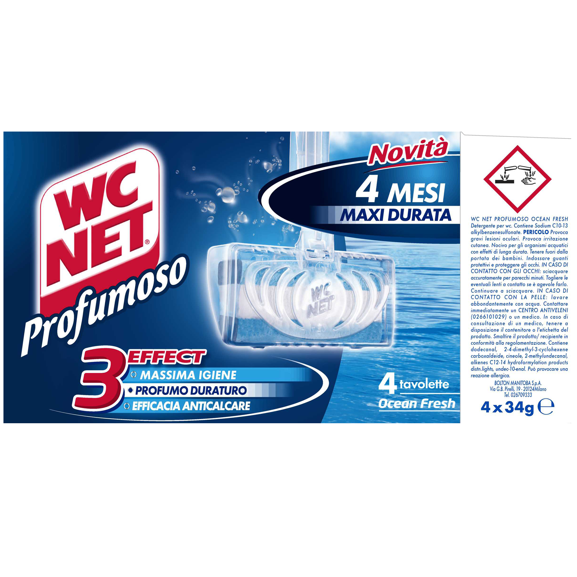 Tavoletta Profumoso Ocean Fresh - WC Net - 4 gabbiette da 34 gr