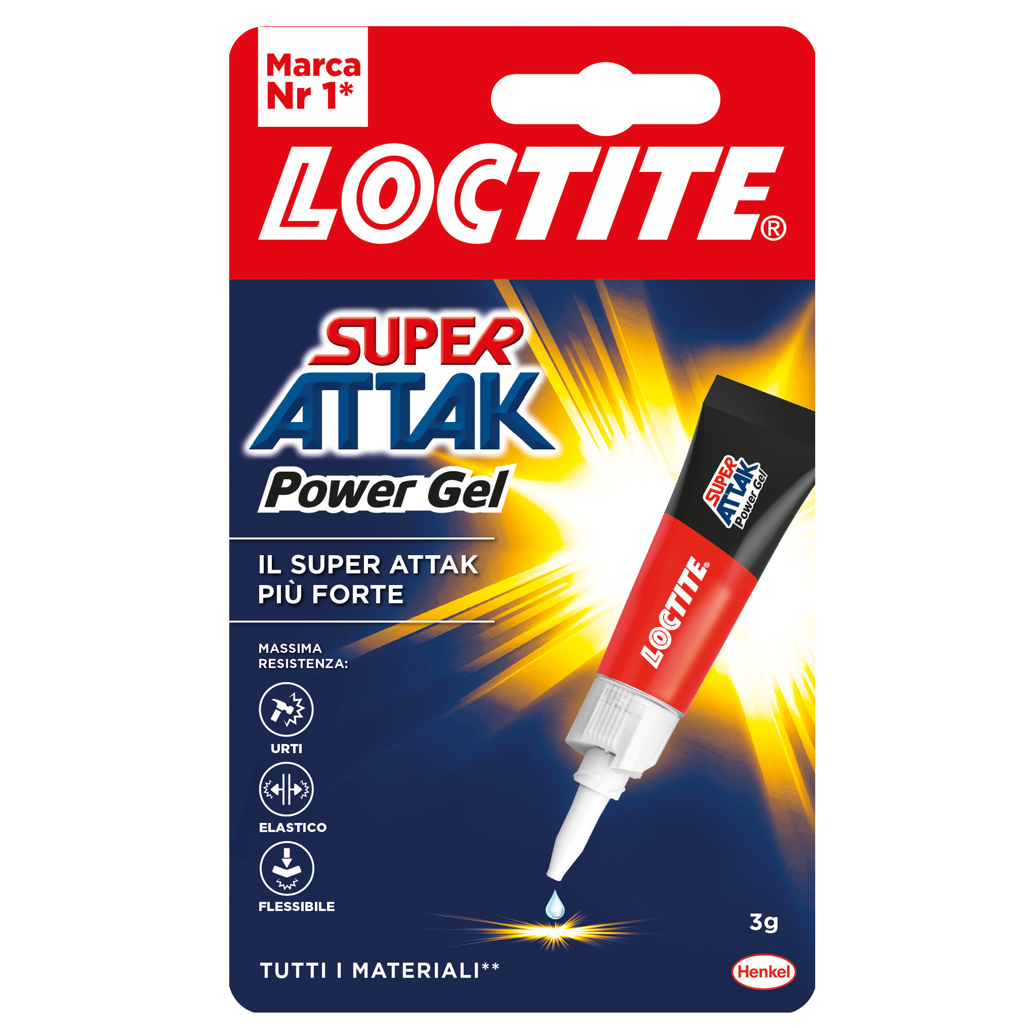 Colla Super Attak Power Gel - 3 gr - trasparente - Loctite