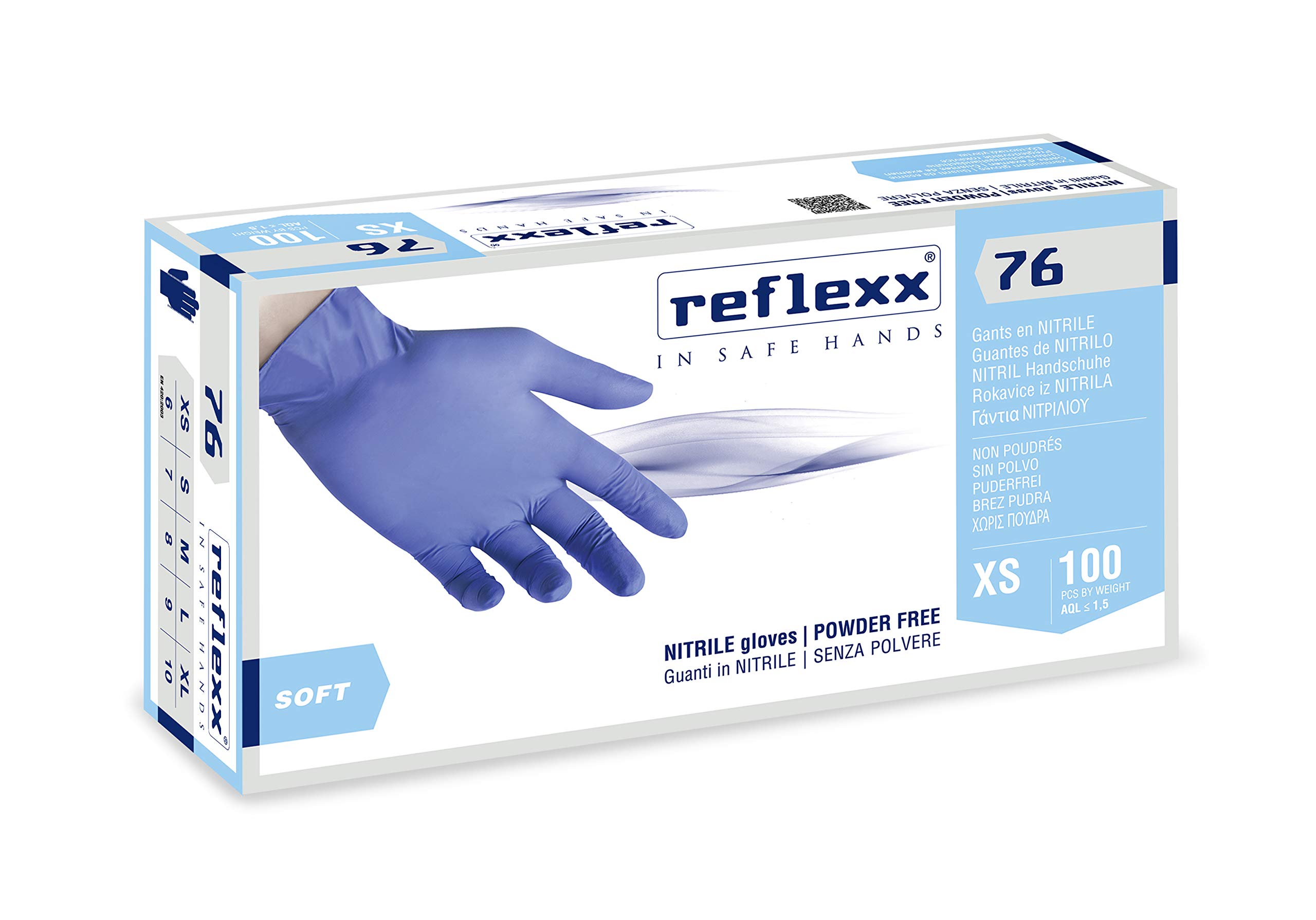 Guanti in nitrile senza polvere soft cf 100 pz. col.azzurro tg.xl