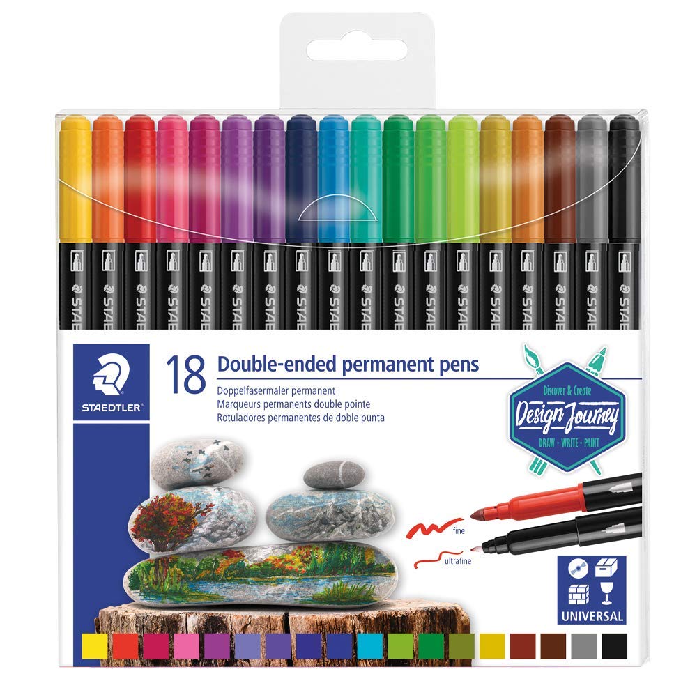 Pennarelli Staedtler twin-tip permanent 18 colori assortiti