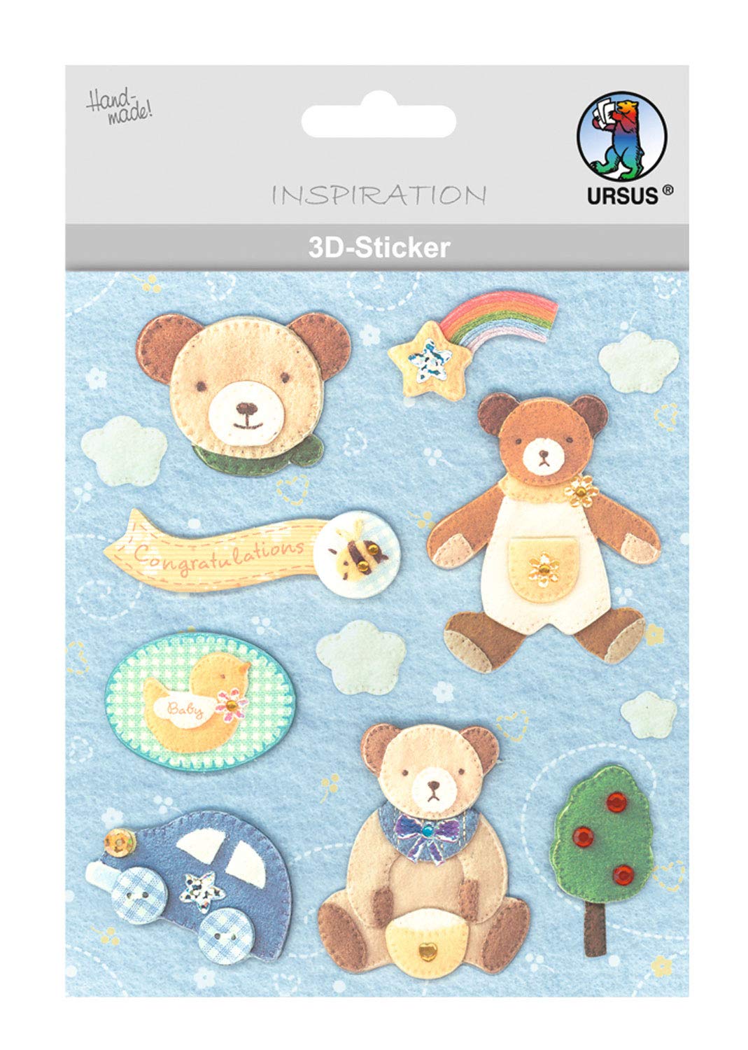 Stickers 3d soggetto nascita bimbo con orsetto