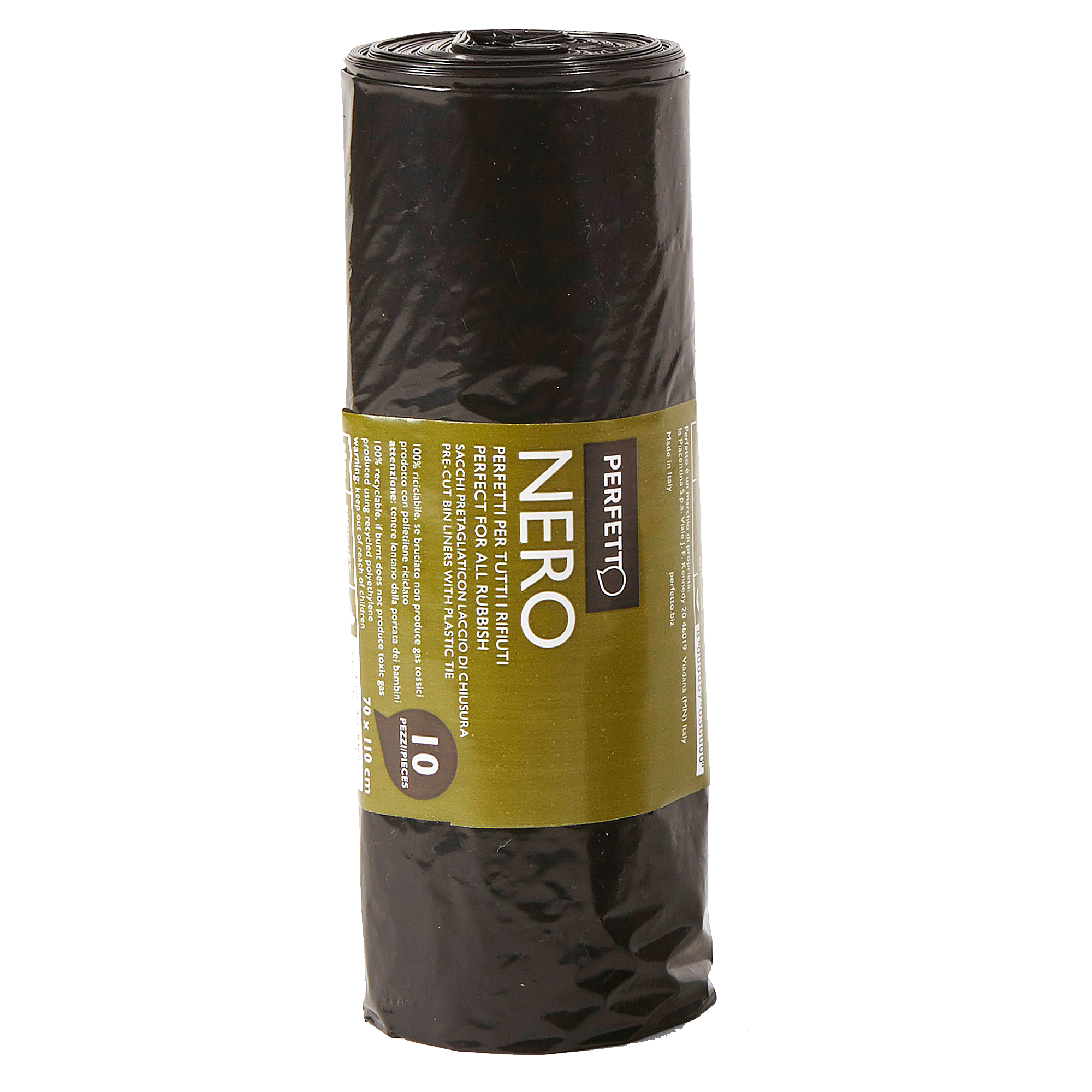 Sacchi per rifiuti Classic - 70x110 cm - 110 L - 20 micron - nero - Perfetto - rotolo da 10 sacchetti