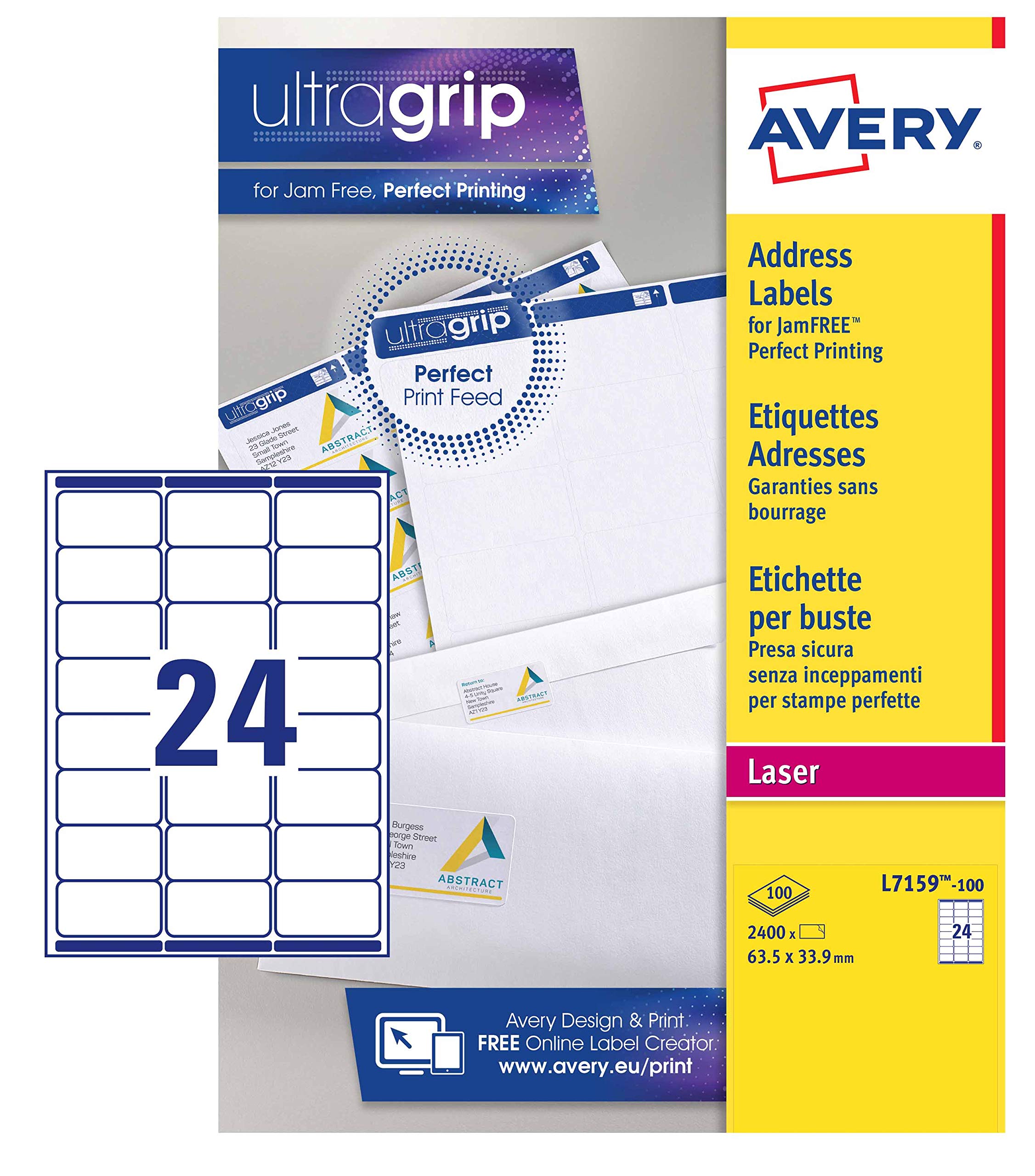 Etichette adesive ultragrip stampabili 63,5x33,9 fg.100