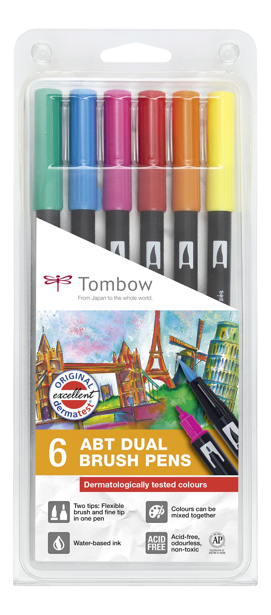 Set 6 penna Tombow dual brush colori per la pelle