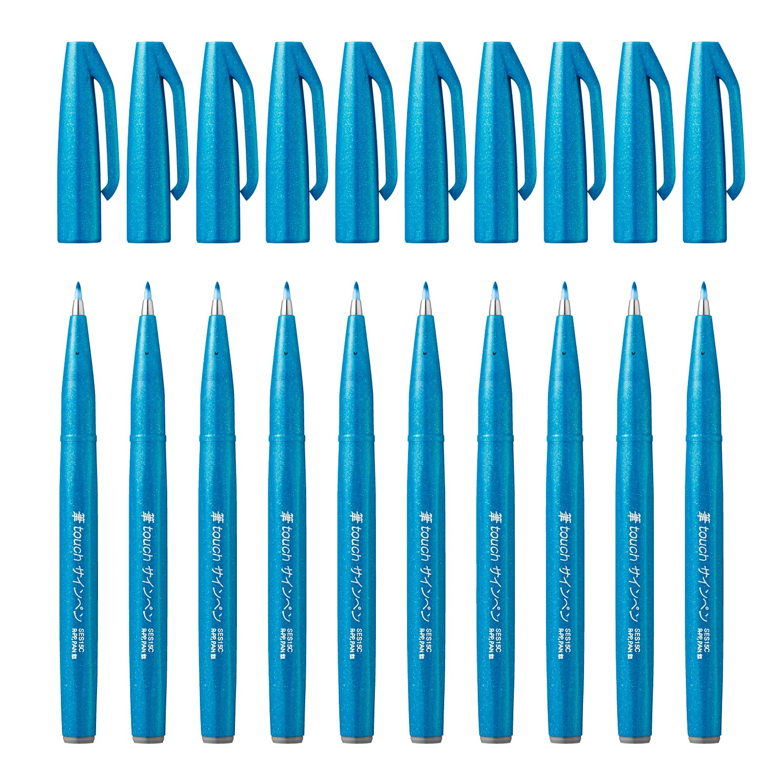 Penna Pentel brush sign Pen ses15c azzurro