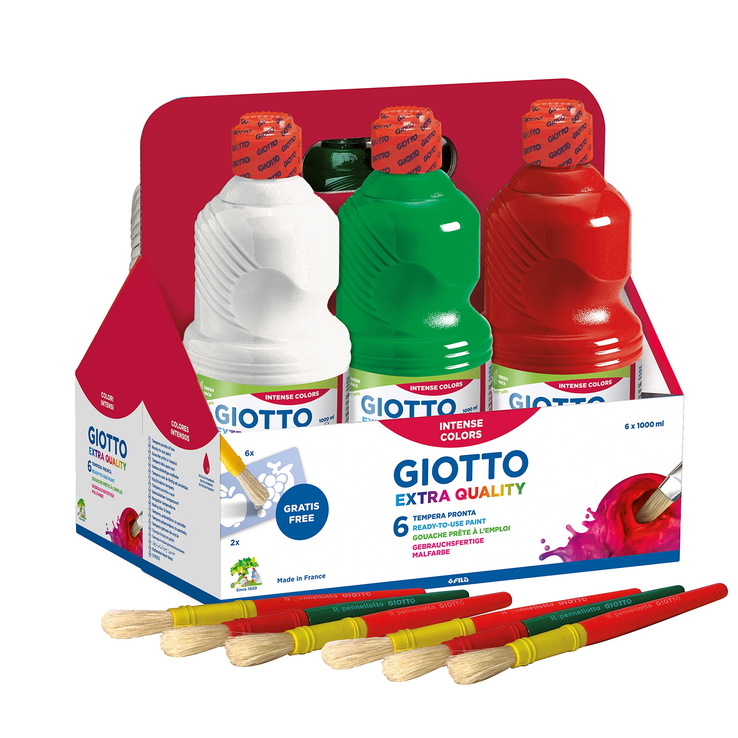 Tempera Giotto pronta 1000 ml colori assortiti 6 flaconi