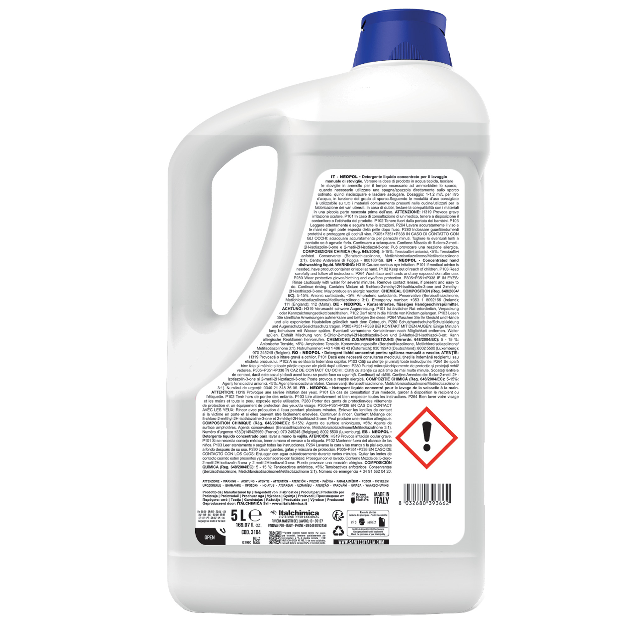 Detergente Green Power Piatti - Sanitec - tanica da 5 L