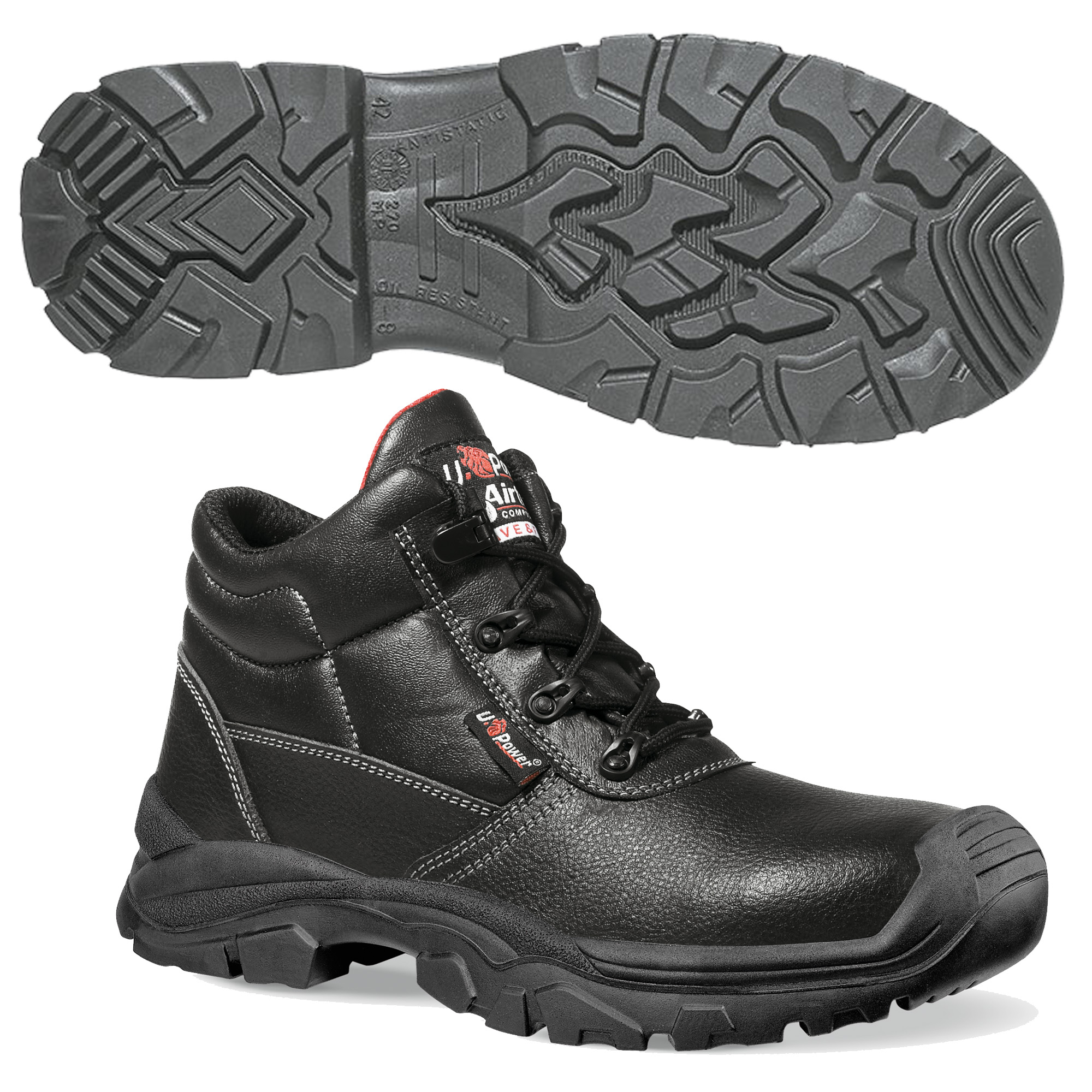 Calzatura di sicurezza Texas UK S3 SRC Rockroll - pelle grana mina idrorepellente - numero 39 - nero - U-Power