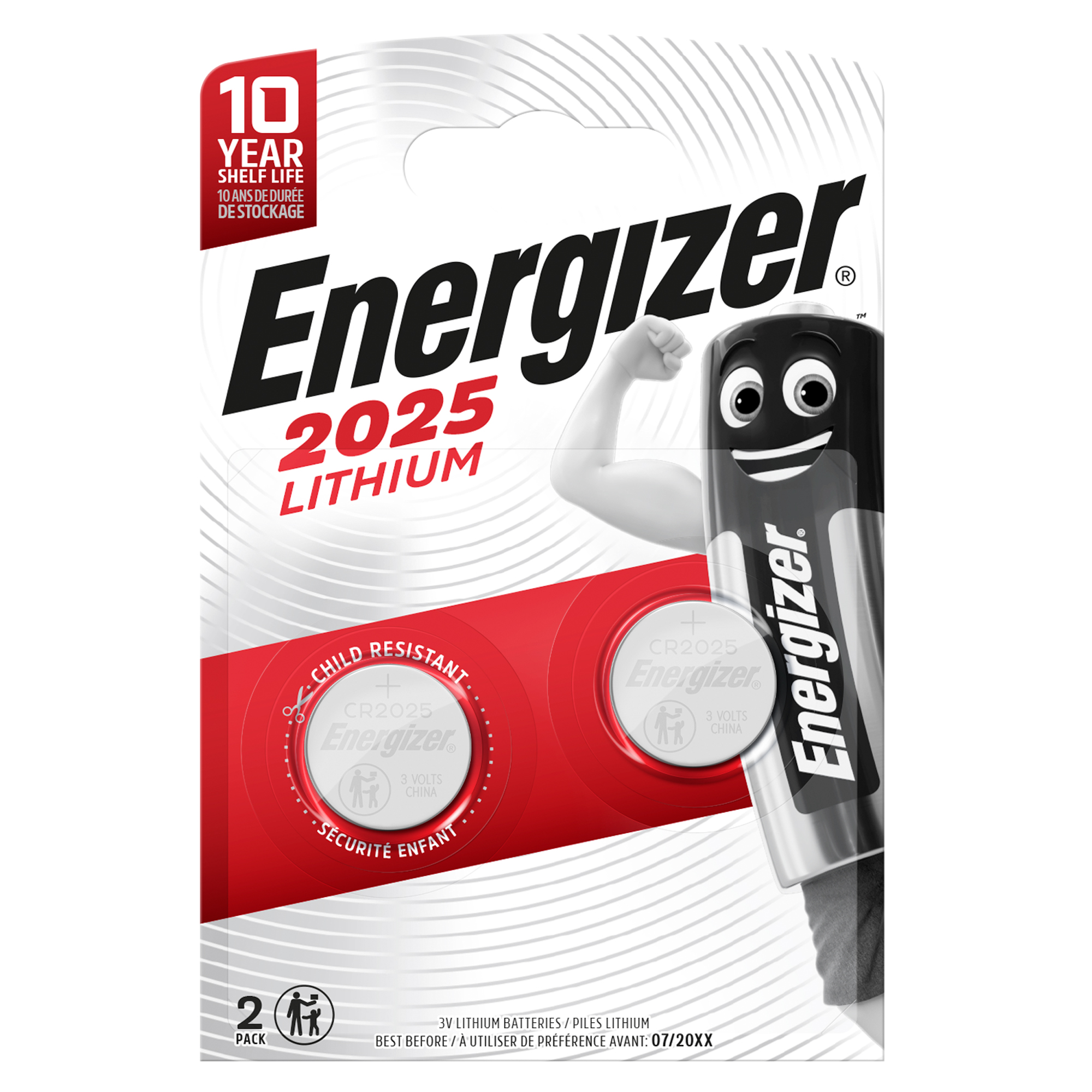 Pile CR2025 Lithium - 3V - Energizer specialistiche - blister 2 pezzi