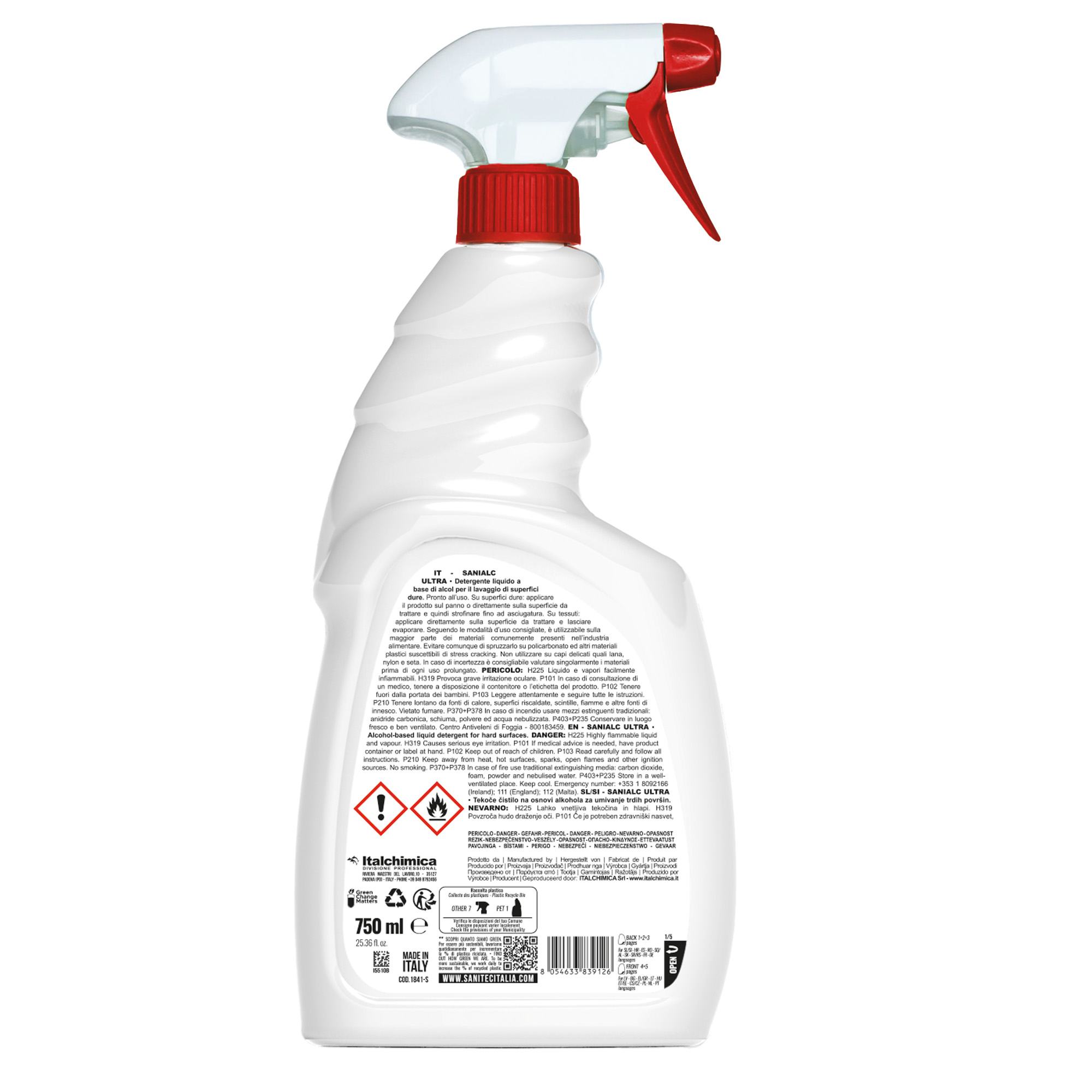 Detergente alcolico per superfici e tessuti Sanialc Ultra - 750 ml - Sanitec