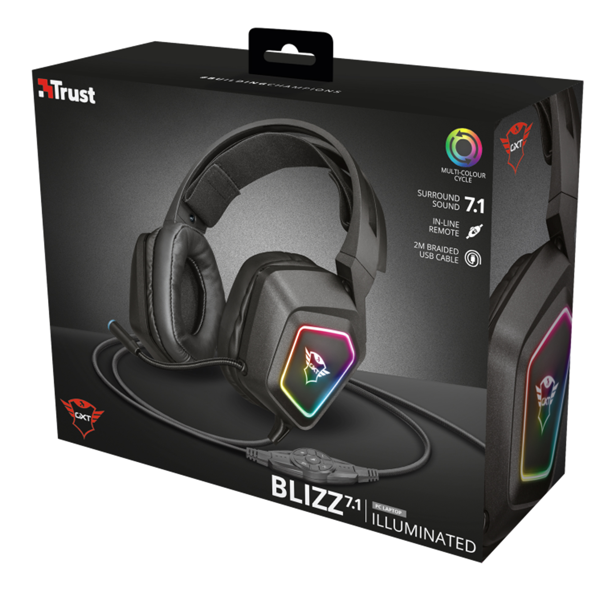 Cuffie gaming Blizz RGB GXT450  - suono surround virtuale 7.1 - Trust