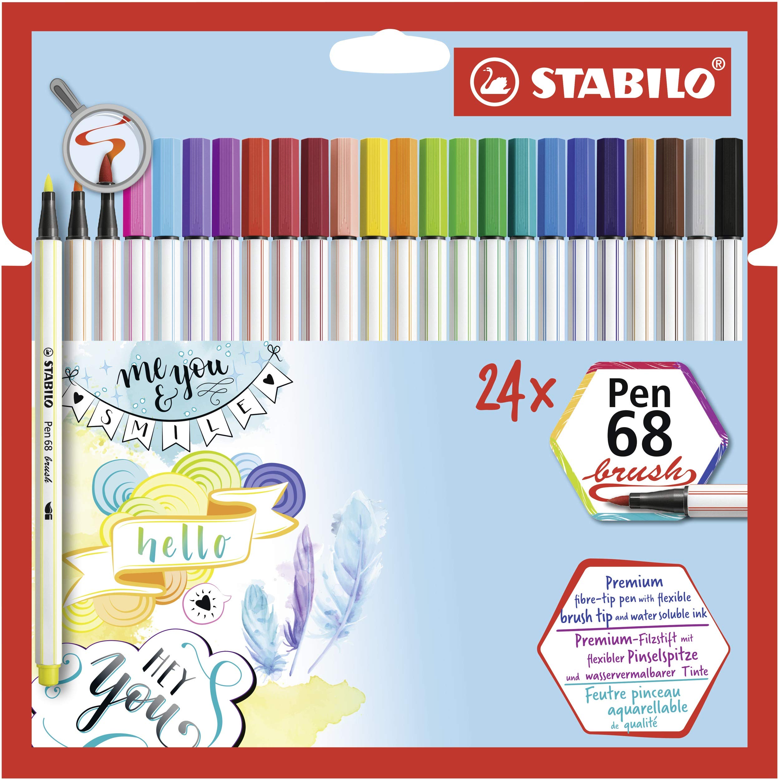 Astuccio 24 Penne Stabilo Pen 68 brush