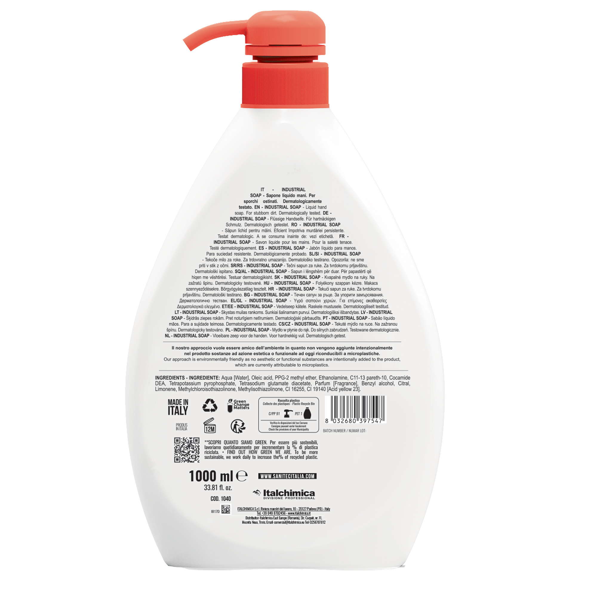 Sapone liquido lavamani Industria - 1 L - Sanitec