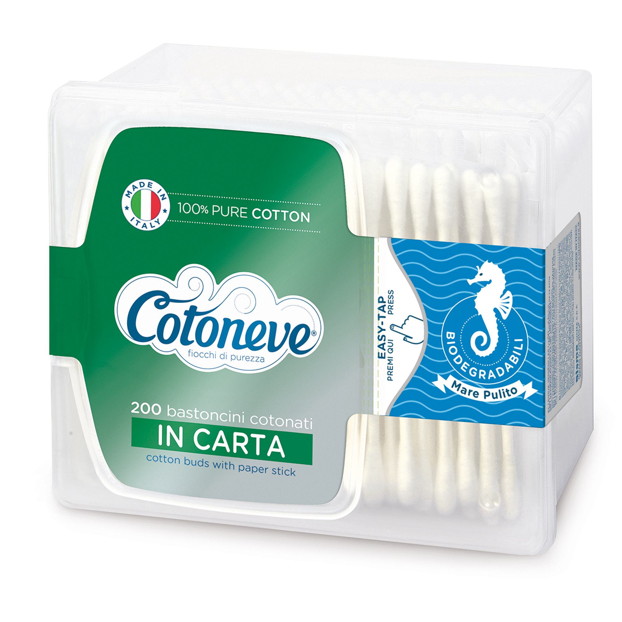 Bastoncini con cotone - Cotoneve - cofanetto da 200 pezzi