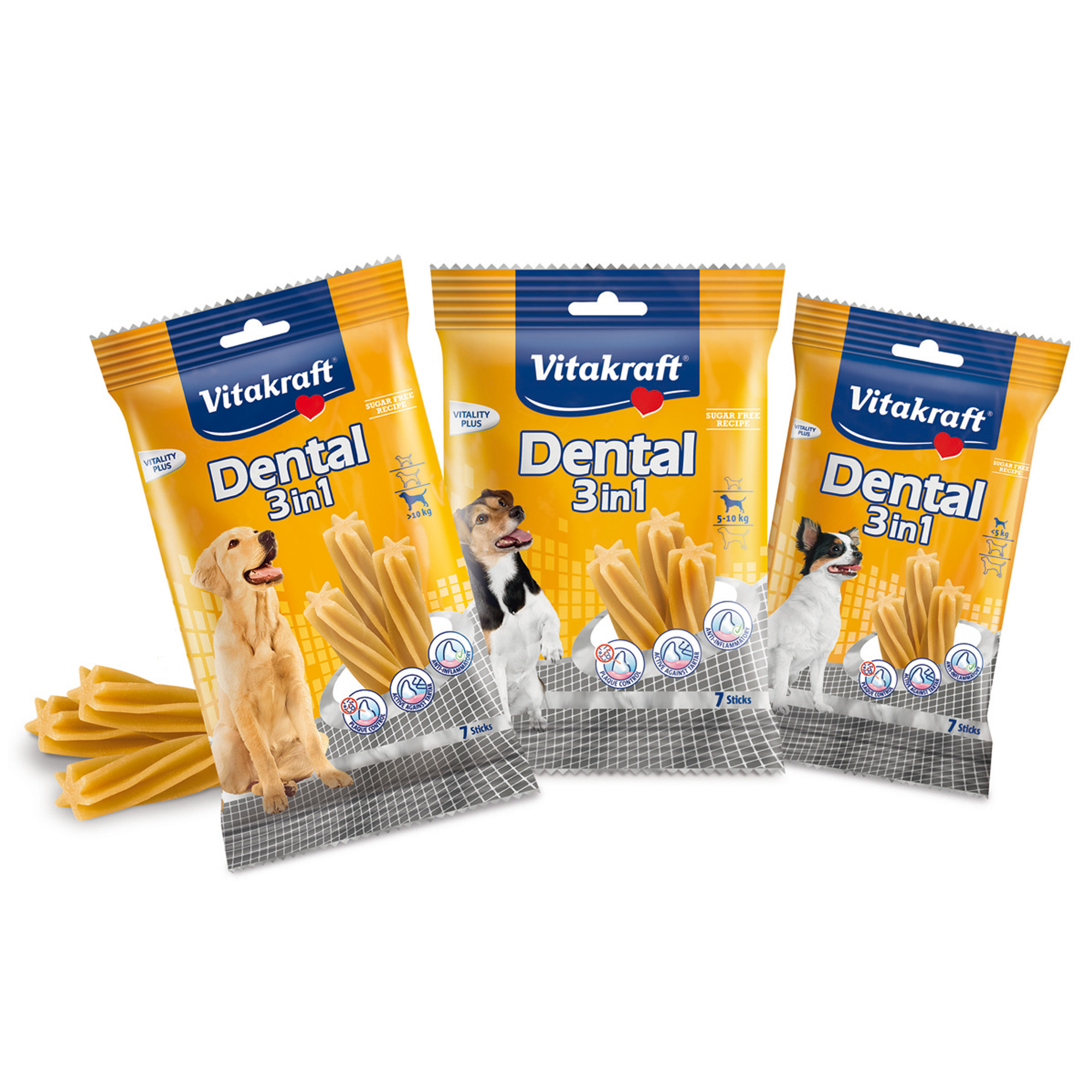 Snack Dental 3 in 1 - misura XS (per cani con peso minore a 5 kg) - 70 gr - Vitakraft - conf. 7 pezzi