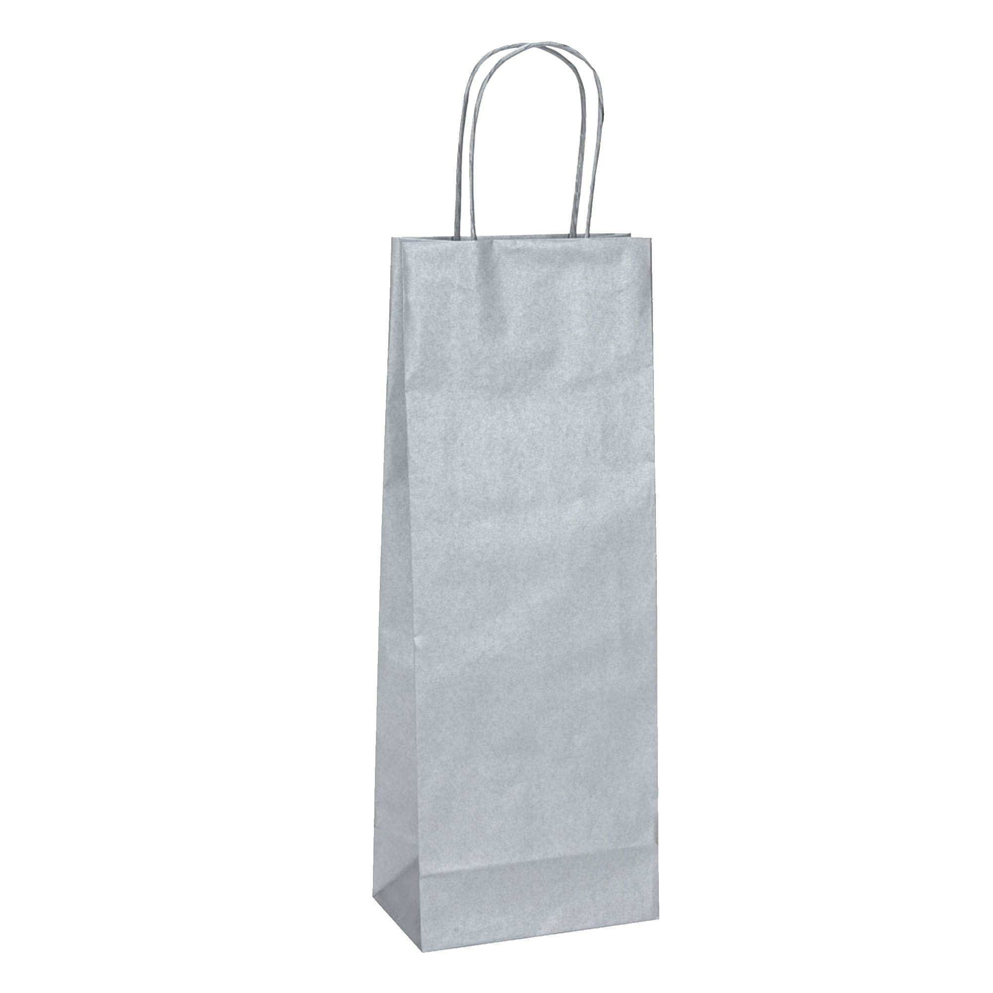 Shoppers portabottiglie - carta biokraft - 14 x 9 x 38 cm - argento - Mainetti Bags - conf. 20 pezzi