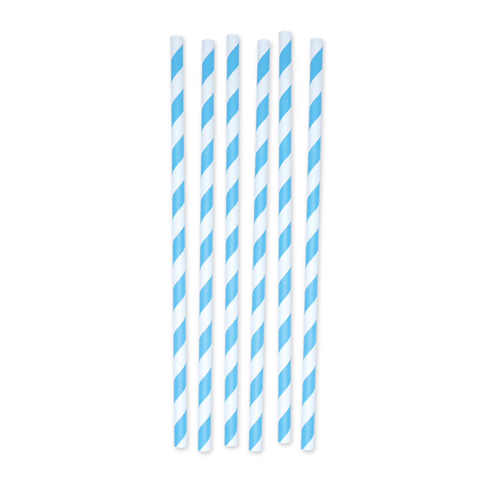 Cannucce Stripes - carta - azzurro/bianco - Big Party - conf. 12 pezzi