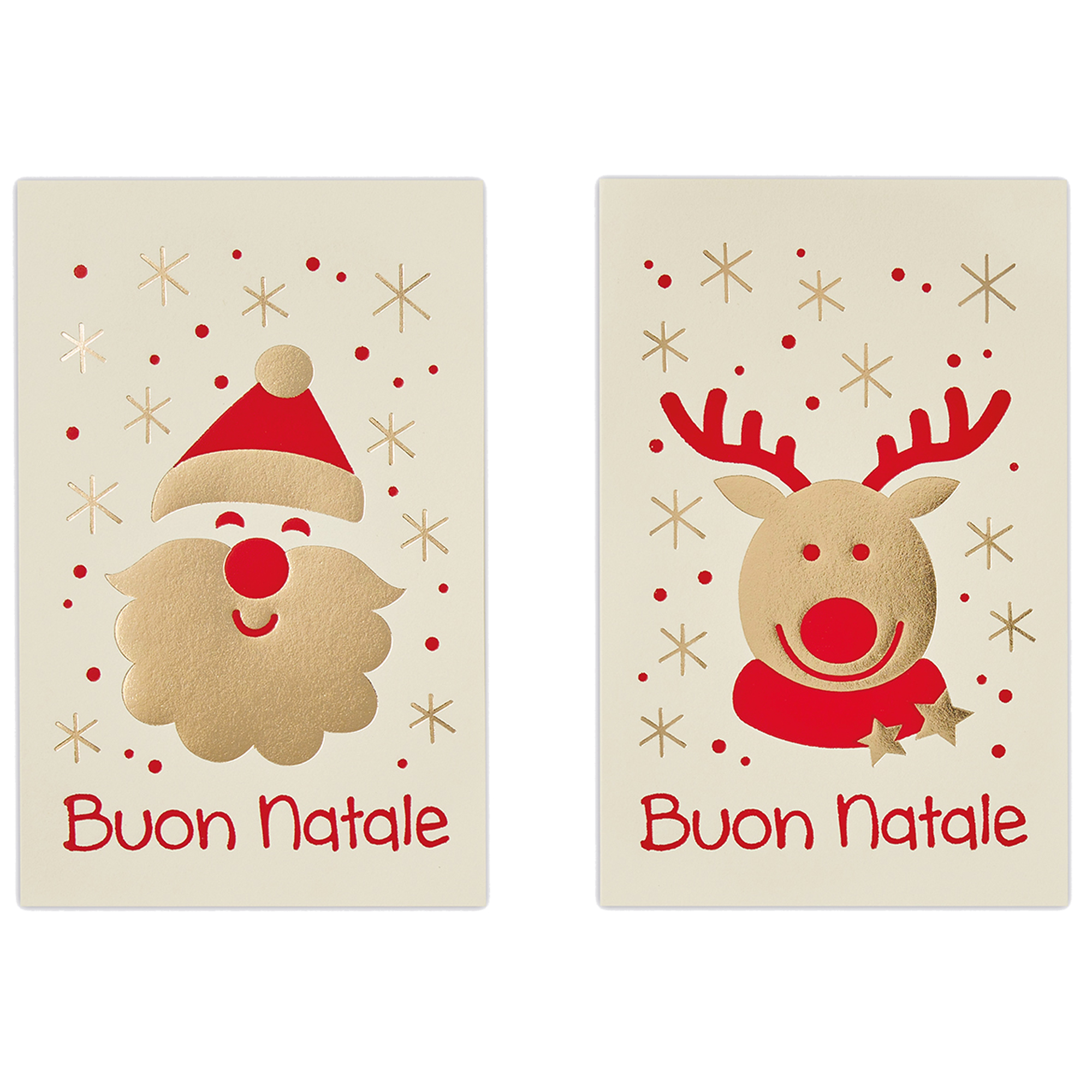 Biglietto Natale doppio - 9 x 14 cm - cartoncino avorio - fantasie assortite - Sadoch