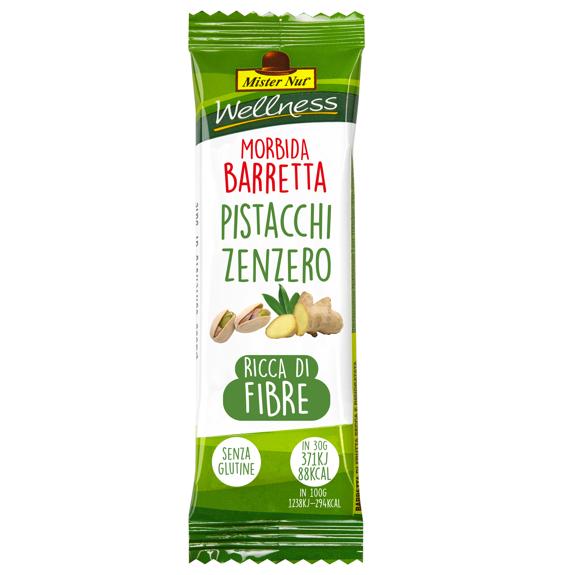 Barretta wellness - 30 gr - pistacchi e zenzero - Mister Nut