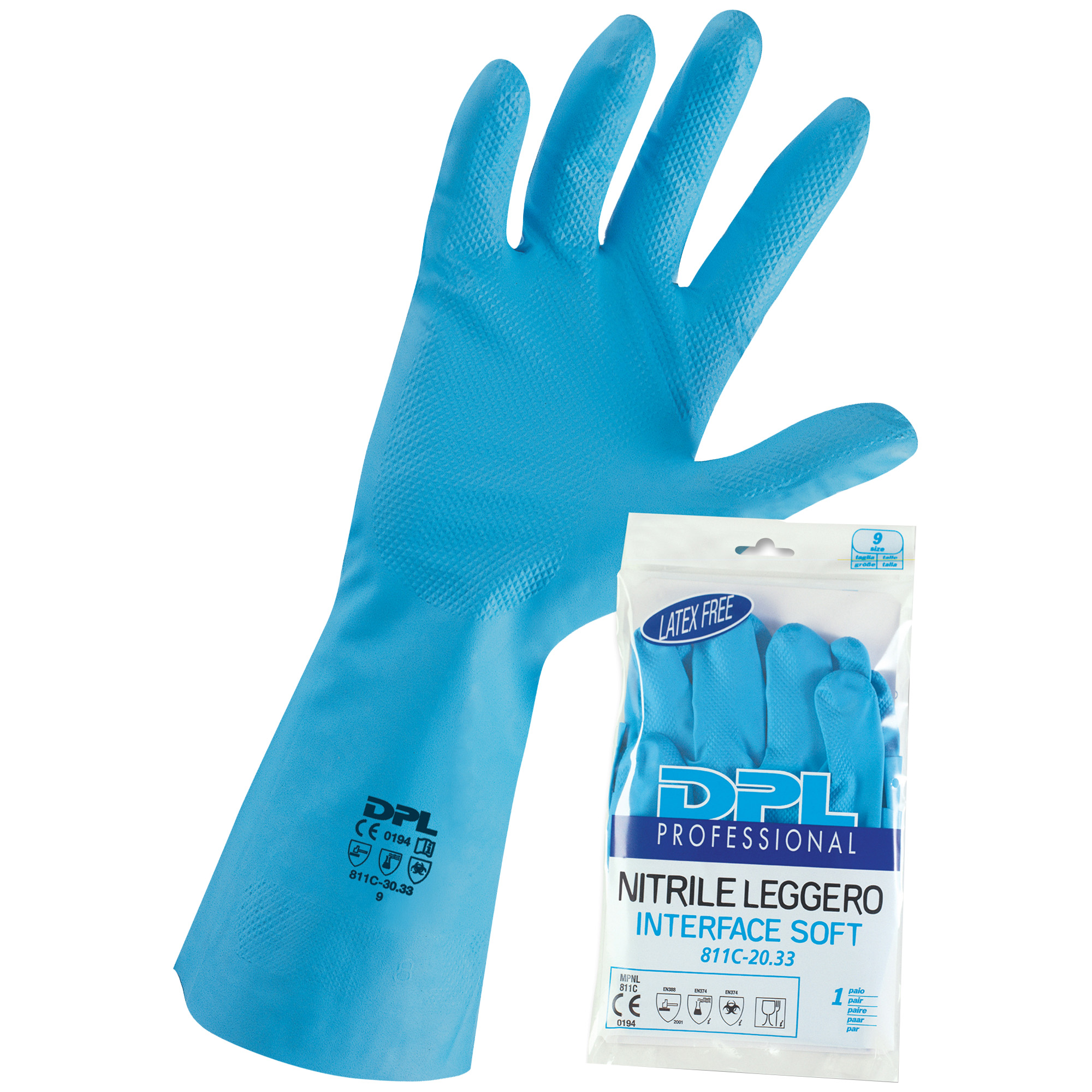 Guanti alimentari MPNLX431 - in nitrile - taglia M - azzurro - Icoguanti