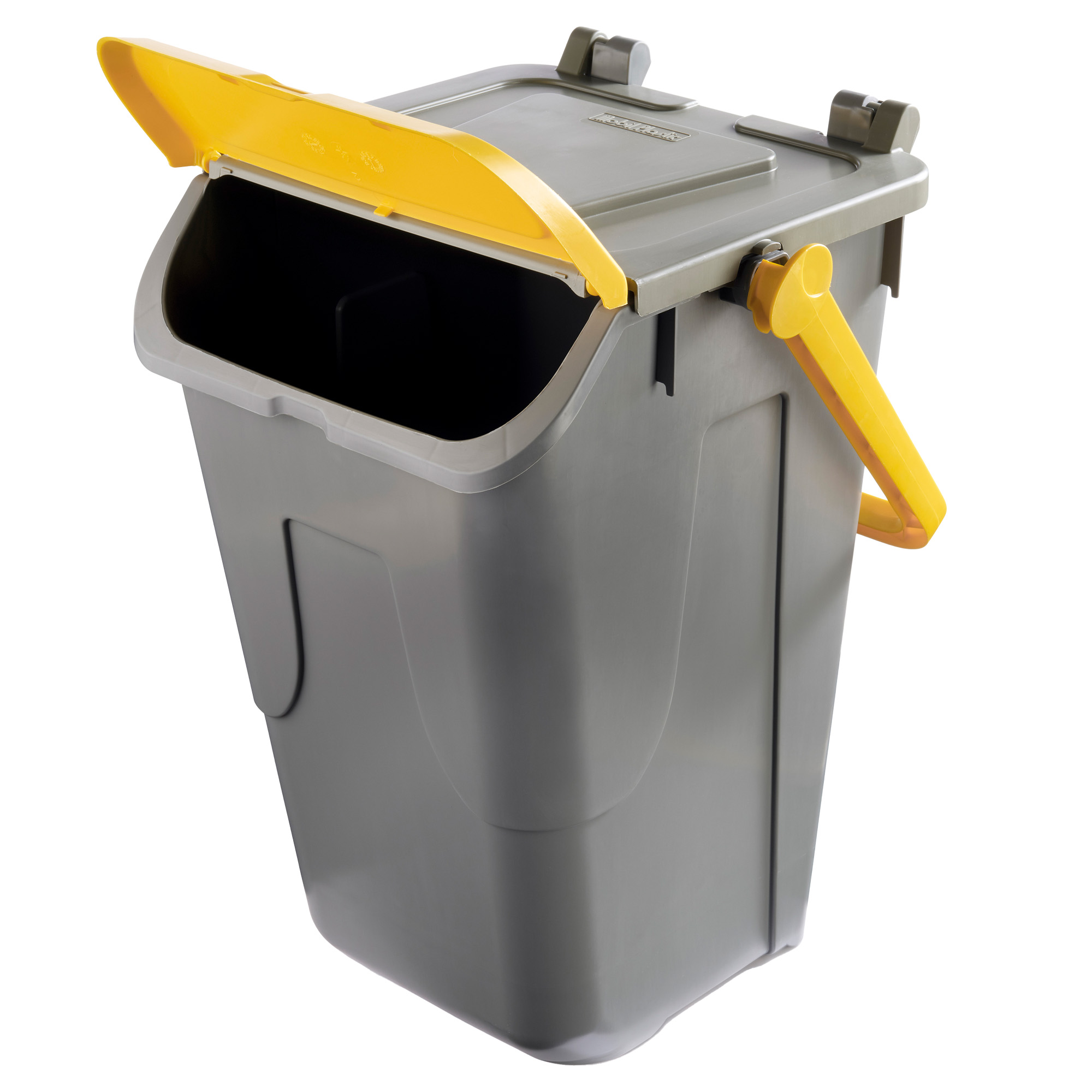 Contenitore portarifiuti Ecology - con sportello e maniglione - 35 L - grigio/giallo - Mobil Plastic