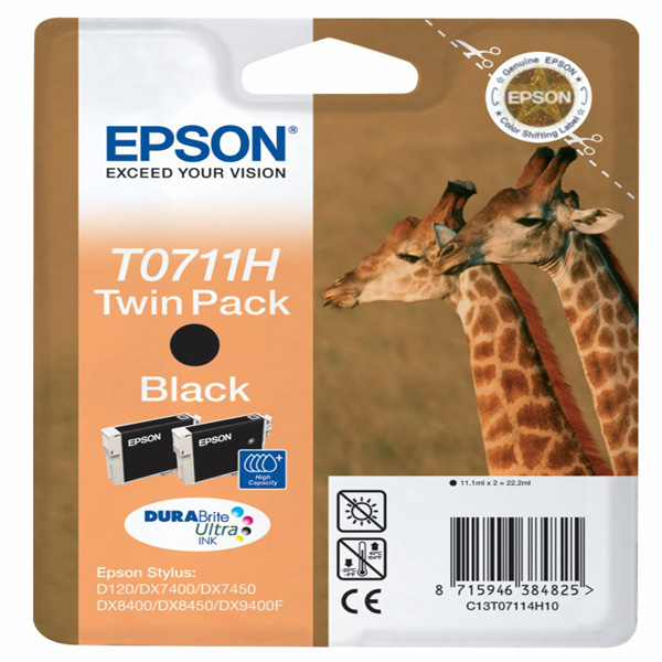 Epson - Confezione doppia Cartuccia ink - Nero - T0711H - C13T07114H10 - 11ml x 2