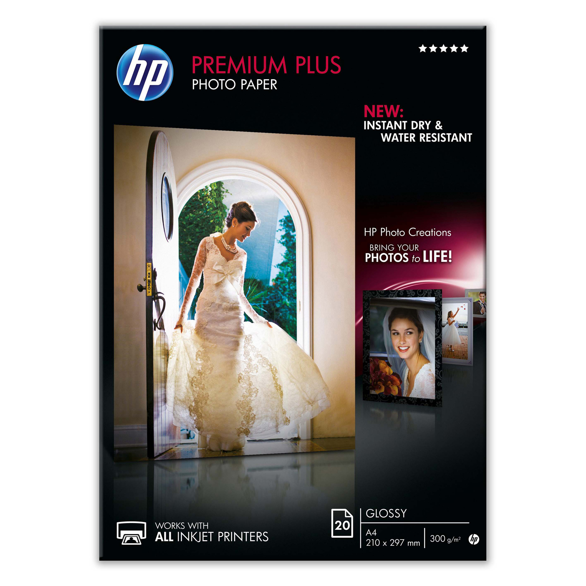 Hp - Confezione da 20 Fogli Carta fotografica Hp Premium Plus lucida - A4 - 210 x 297 mm - CR672A