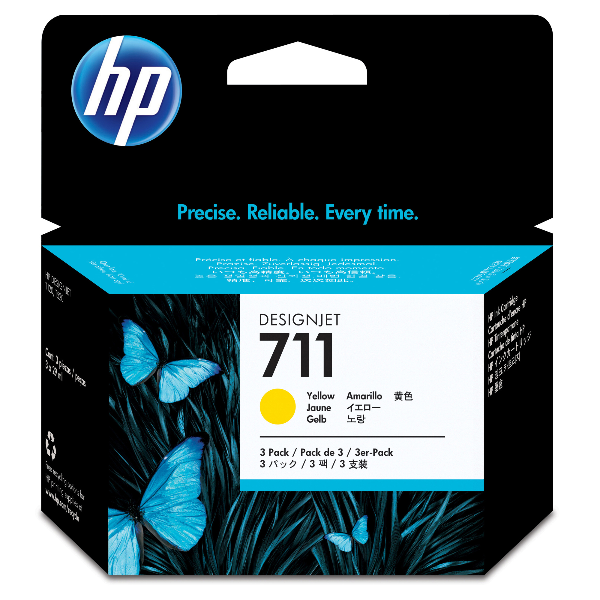 Hp - Confezione 3 cartucce ink - 711 - Giallo - CZ136A - 29ml cad