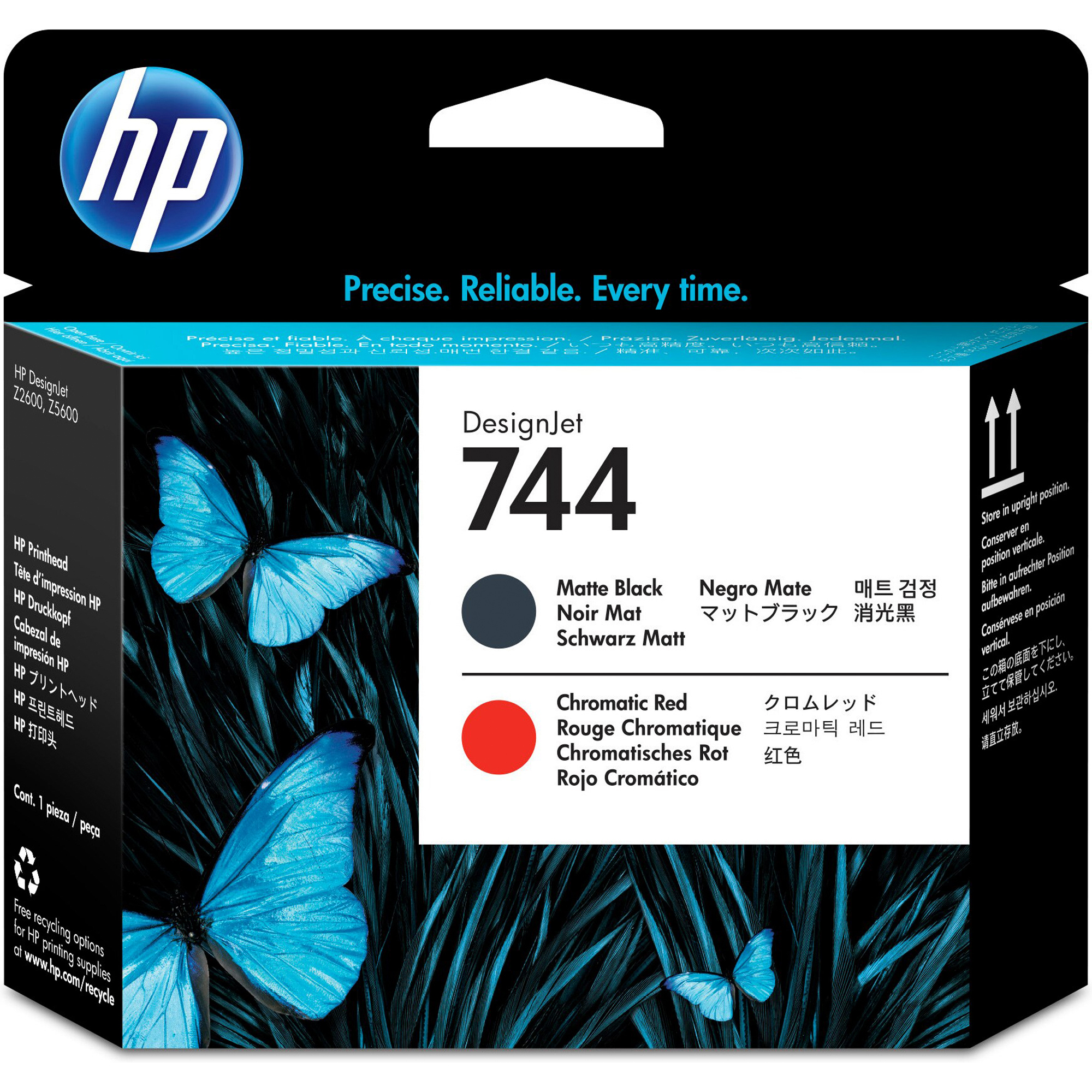 Hp - Testina - 744 - Nero opaco / Rosso cromatico - F9J88A - 6ml cad