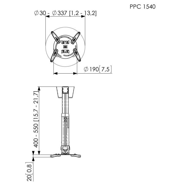 PPC1540W SUPPORTO A SOFFITTO SCOMP