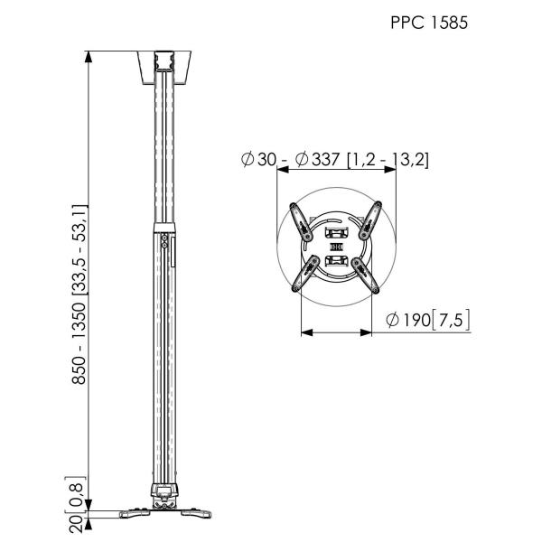 PPC1585W SUPPORTO A SOFFITTO SCOMP