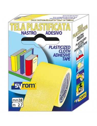 Nastro adesivo in in tela Tes 702 SYROM formato 38 mm x 2,7 m - materiale tela plastificata giallo - 7574