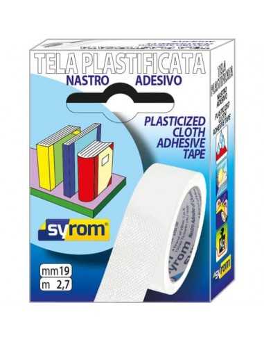 Nastro adesivo in tela Tes 702 SYROM formato 19 mm x 2,7 m - materiale tela plastificata bianco - 7571