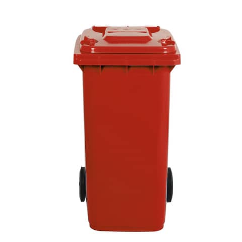 Bidone carrellato per raccolta differenziata 240 lt con coperchio PEHD Mobil Plastic rosso - 1/240/5-ROB