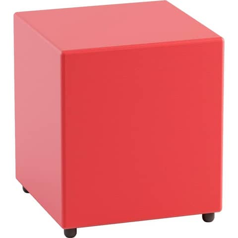 Pouf in similpelle cubico 40x40x46 cm Motris rosso PSRT40SPNI03