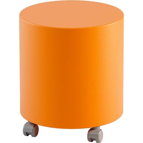 Pouf tondo su ruote in similpelle Ø 40x46 h cm Motris arancio PSTD40SPNIW06