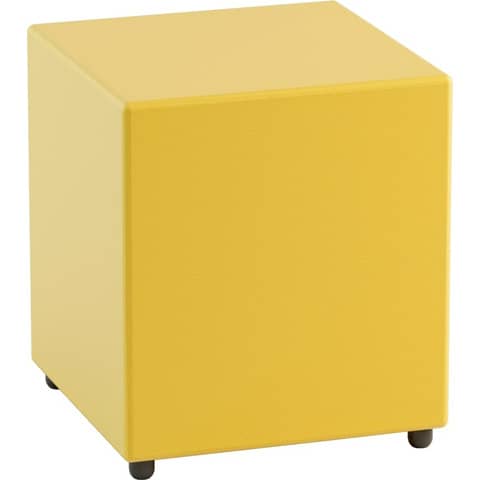 Pouf in similpelle cubico 40x40x46 cm Motris giallo PSRT40SPNI01